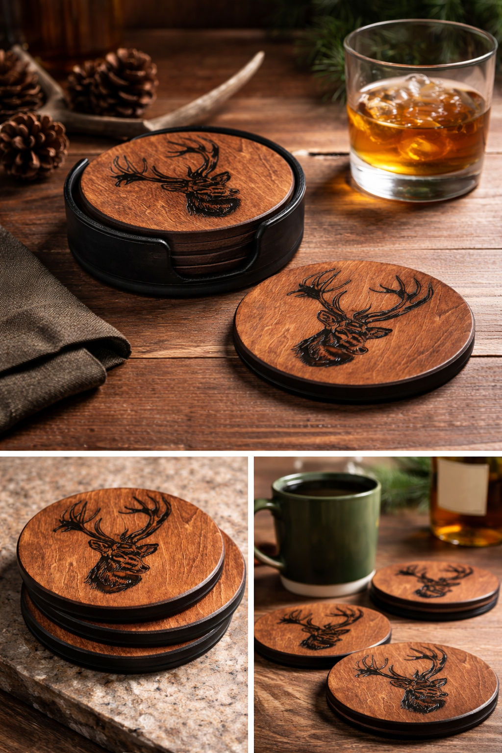 Rustic Deer Coasters