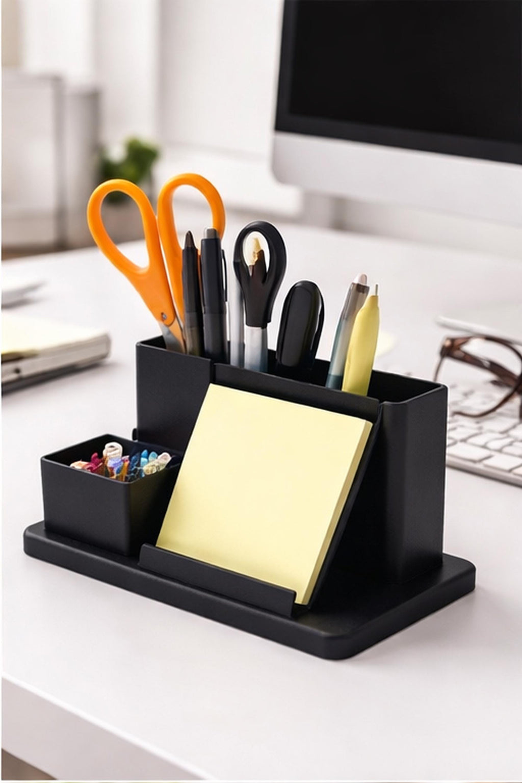 Desk Organizer Sticky Note Pen Holder, Minimalist Office Storage