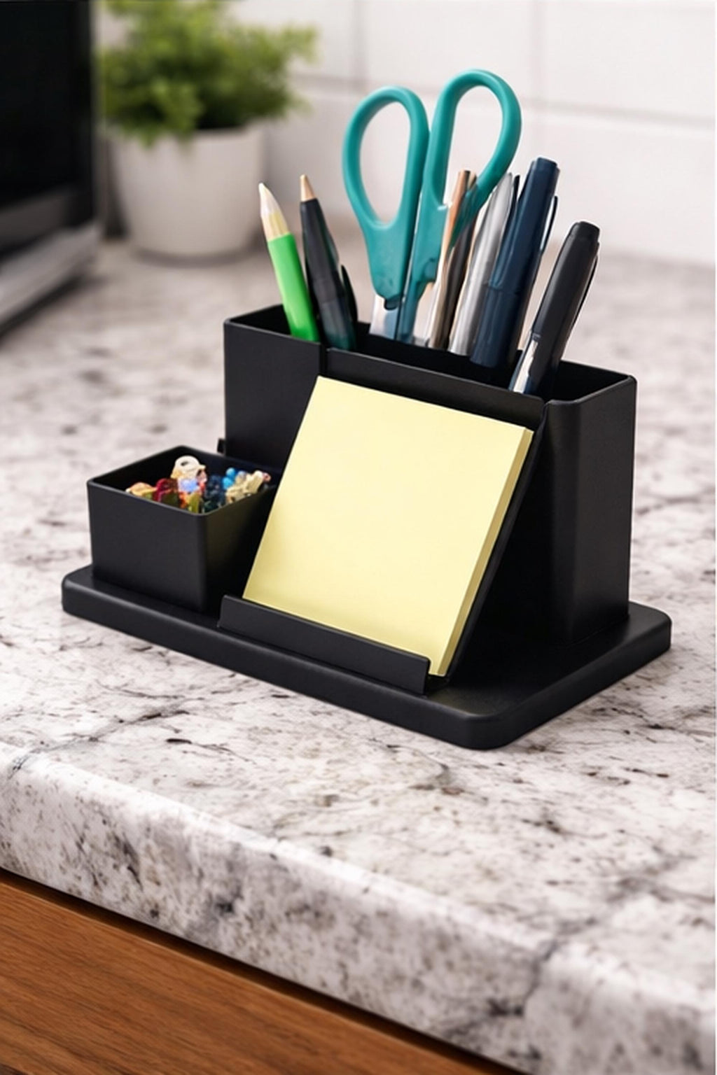 Desk Organizer Sticky Note Pen Holder, Minimalist Office Storage