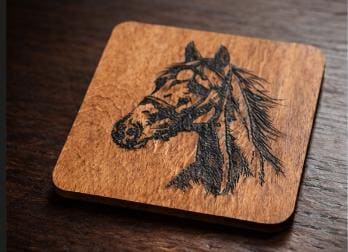 Horse Engraved Wooden Coasters – Set of 4